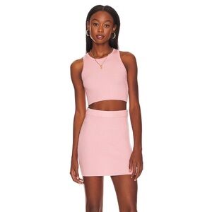 Pink Ribbed Skirt Set